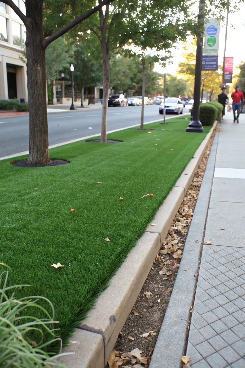 Low-maintenance greenery with artificial grass.