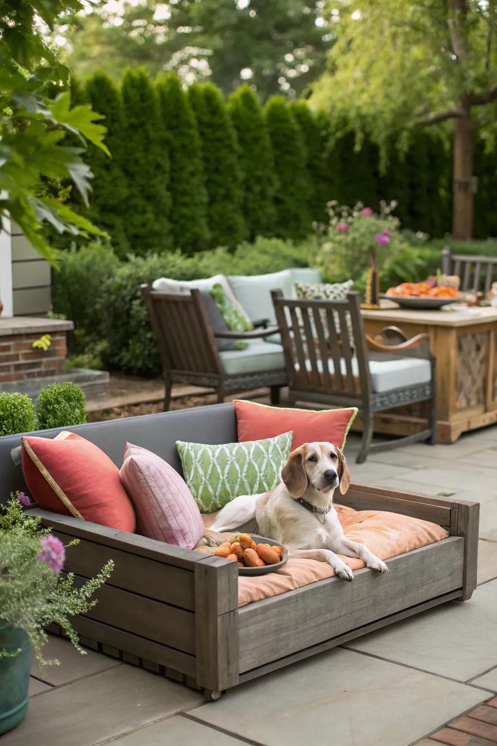 A bench bed serves both you and your pup in style.