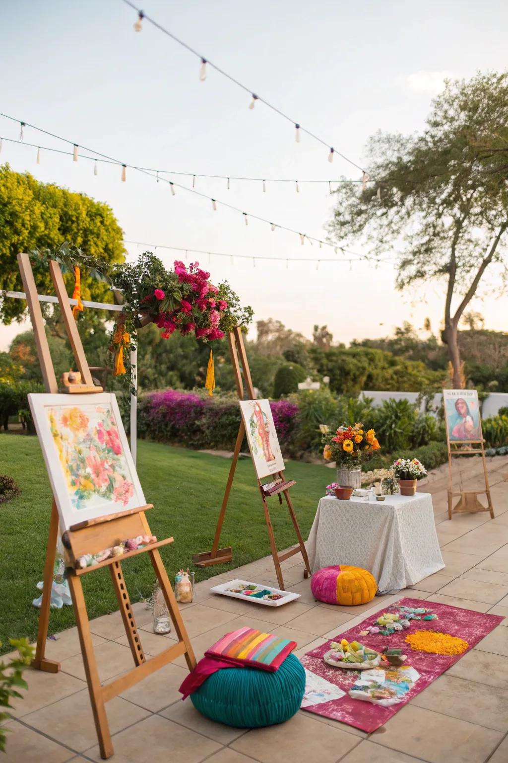 Unleash creativity with an outdoor art studio.