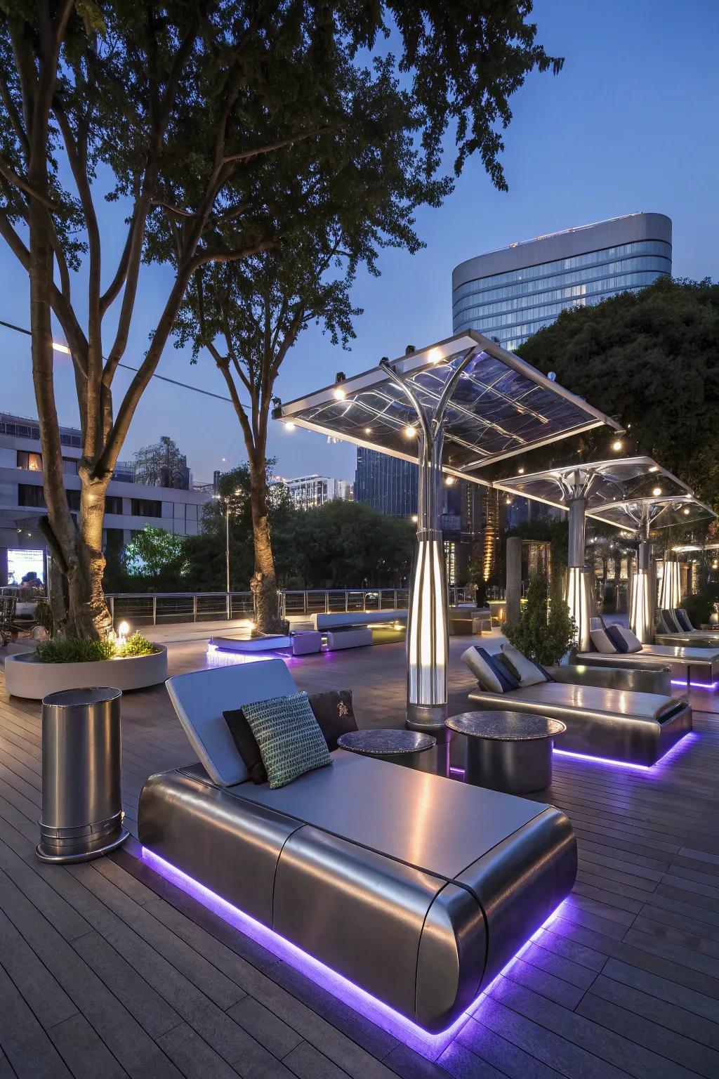 Step into the future with a high-tech outdoor lounge.