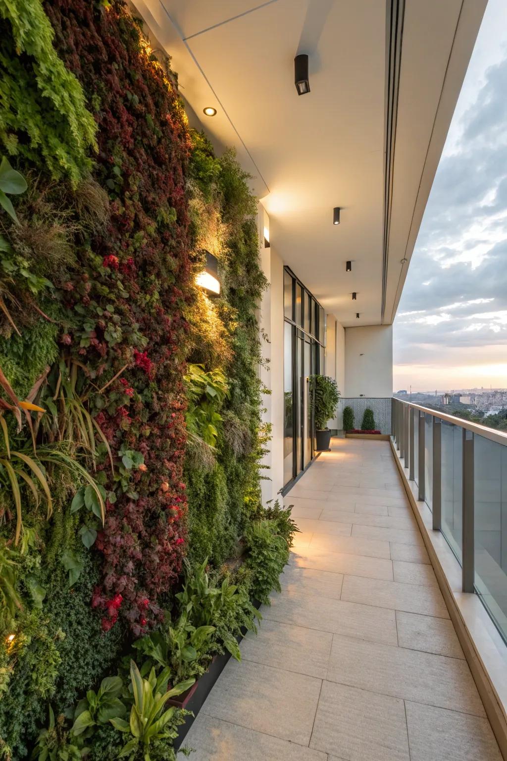A vertical garden adds lushness without using space.