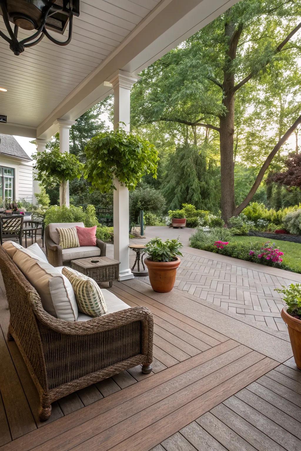 Wood-look tiles provide natural warmth and easy maintenance.