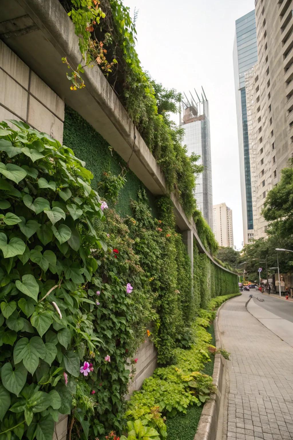 A beautiful green wall bringing life and freshness to an urban environment.