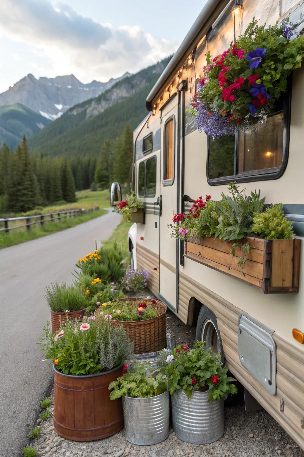 Unique containers make charming gardens.