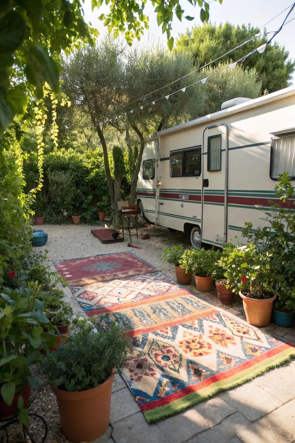 A rug transforms space into a cozy nook.