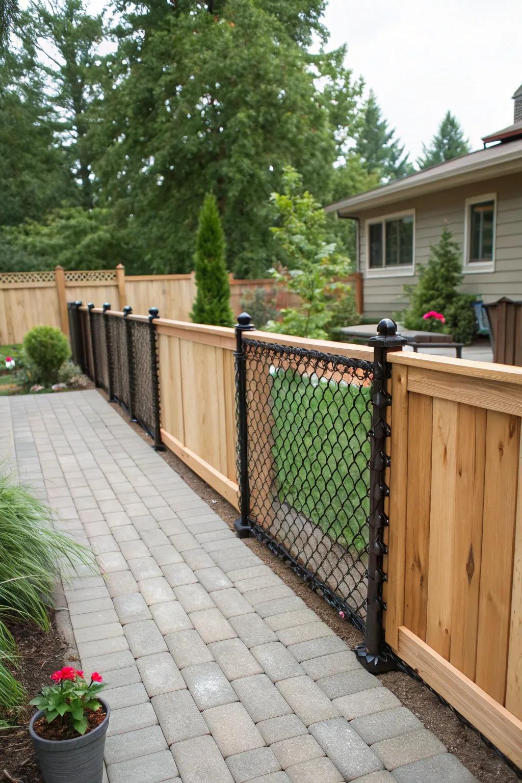 Cedar and black chain  match made for cozy backyards.