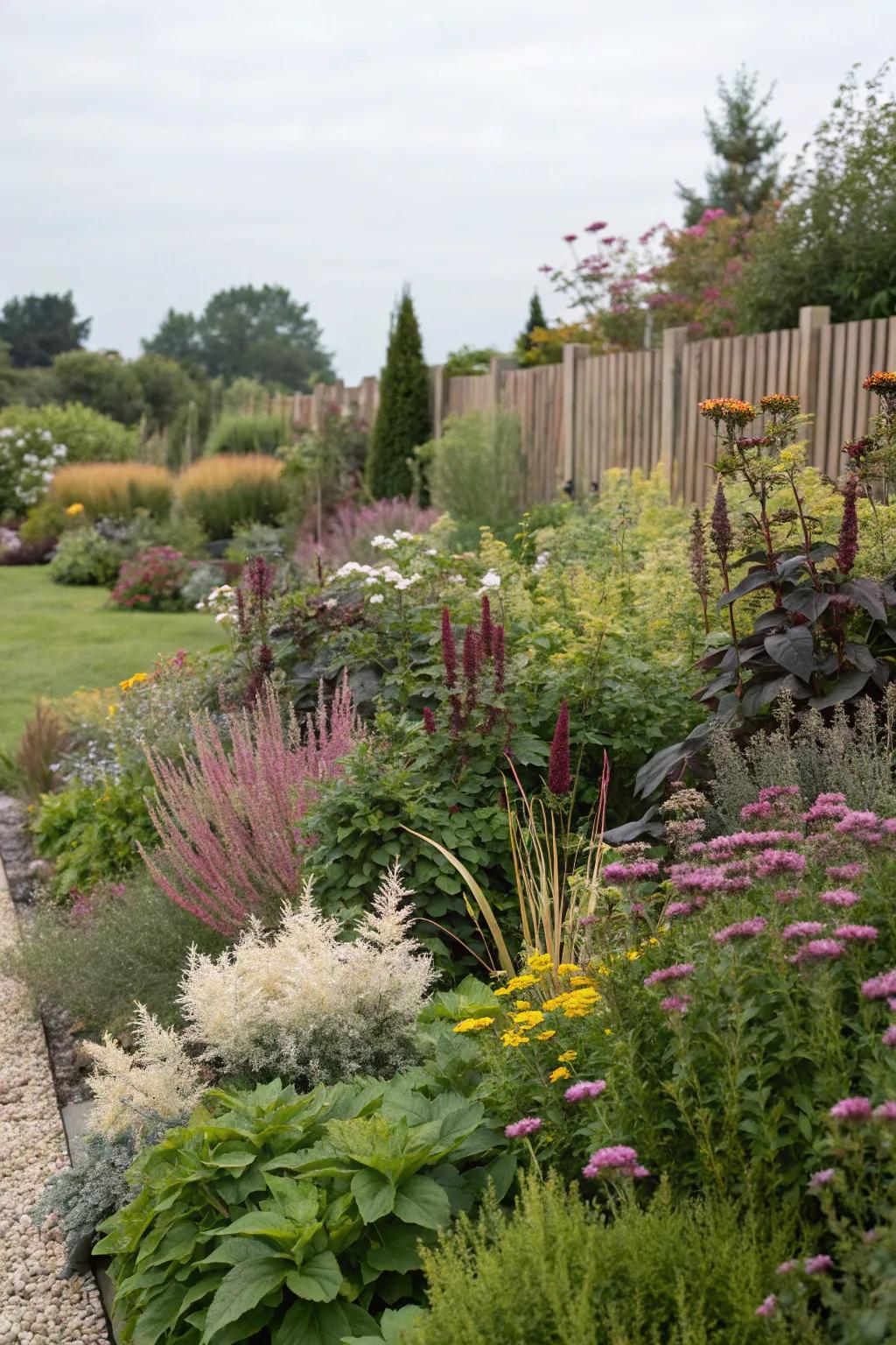 A vibrant garden showcasing diverse plantings for visual interest.