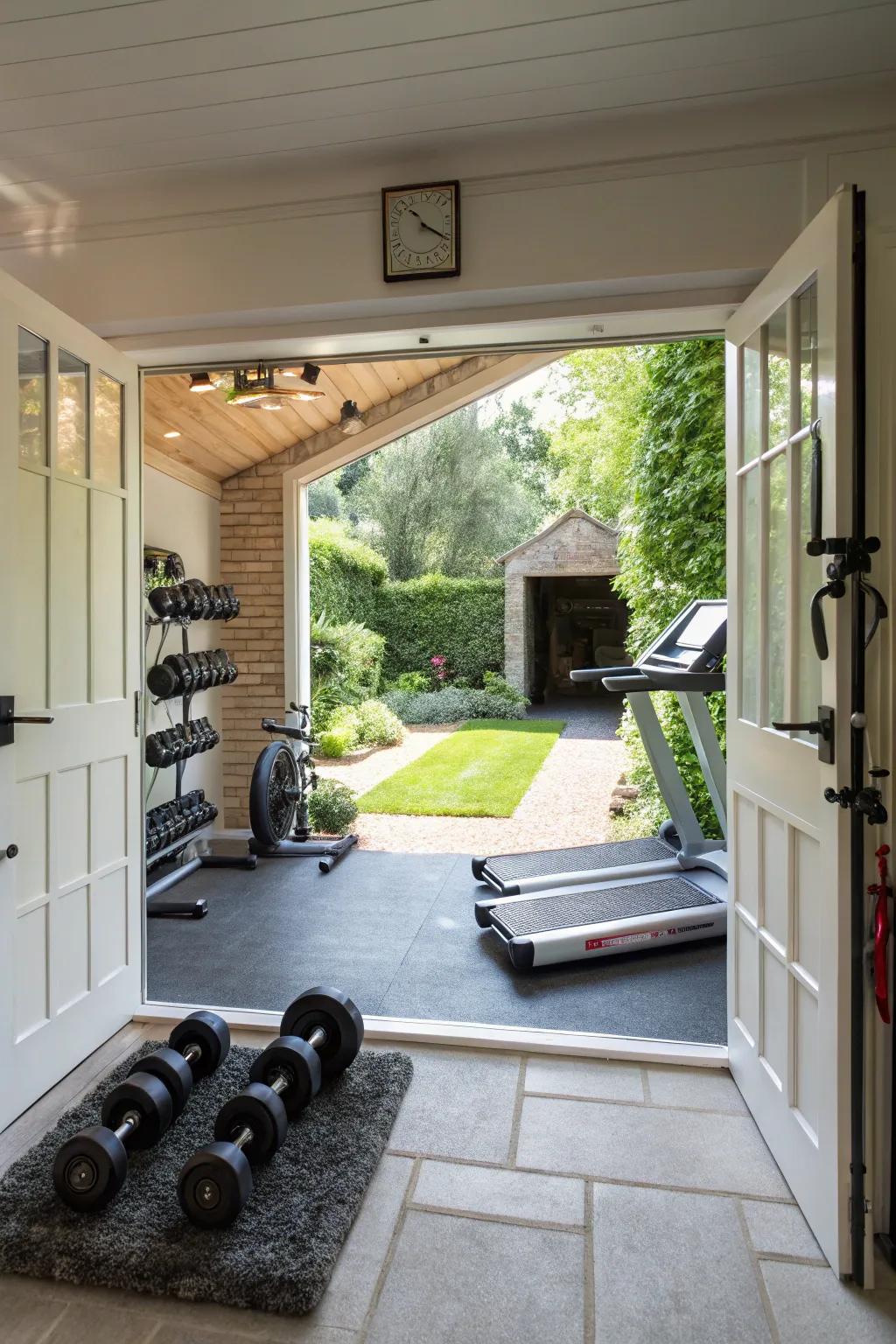 Convert a garage or shed for a versatile gym space.