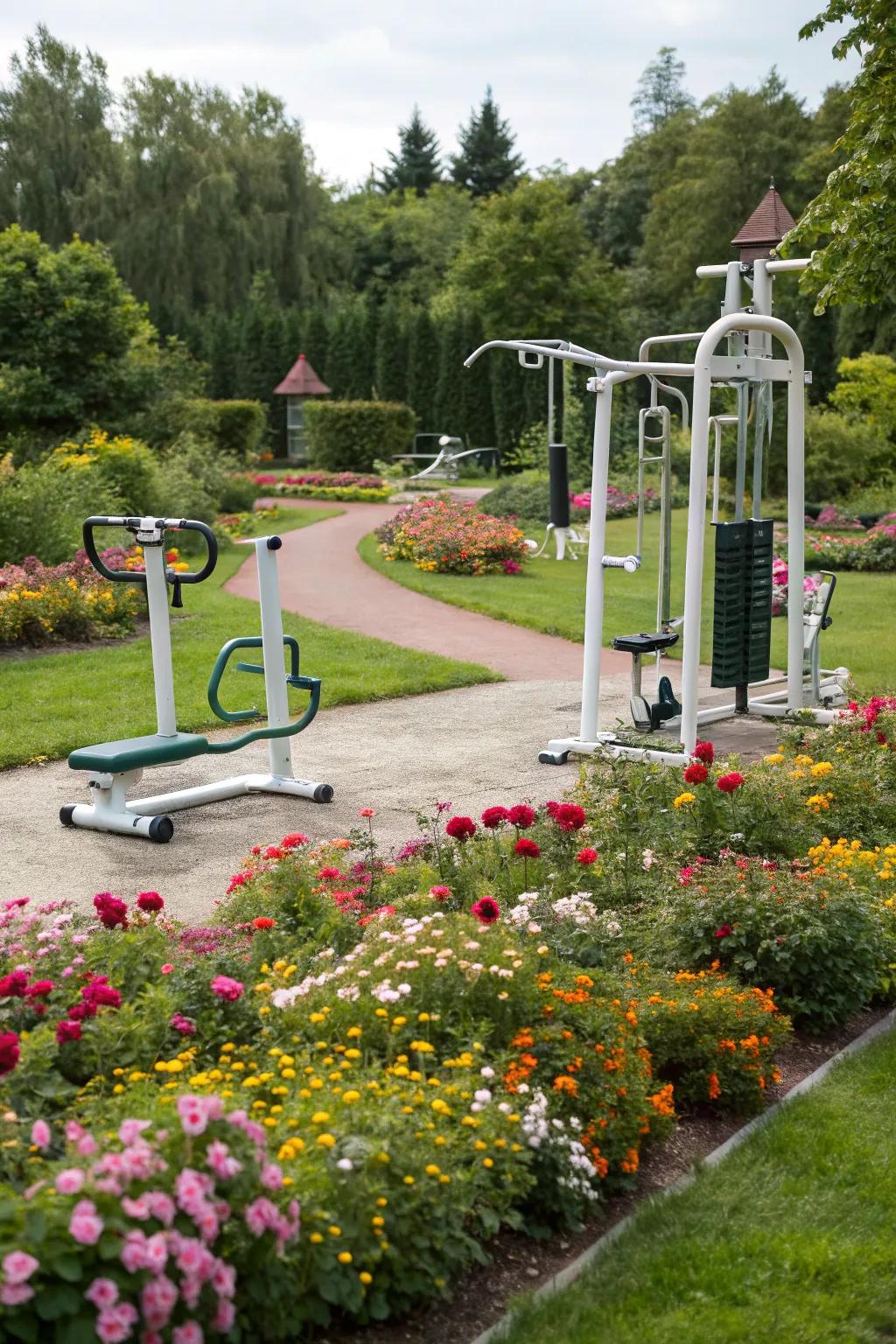 Integrate natural landscaping for a refreshing workout atmosphere.