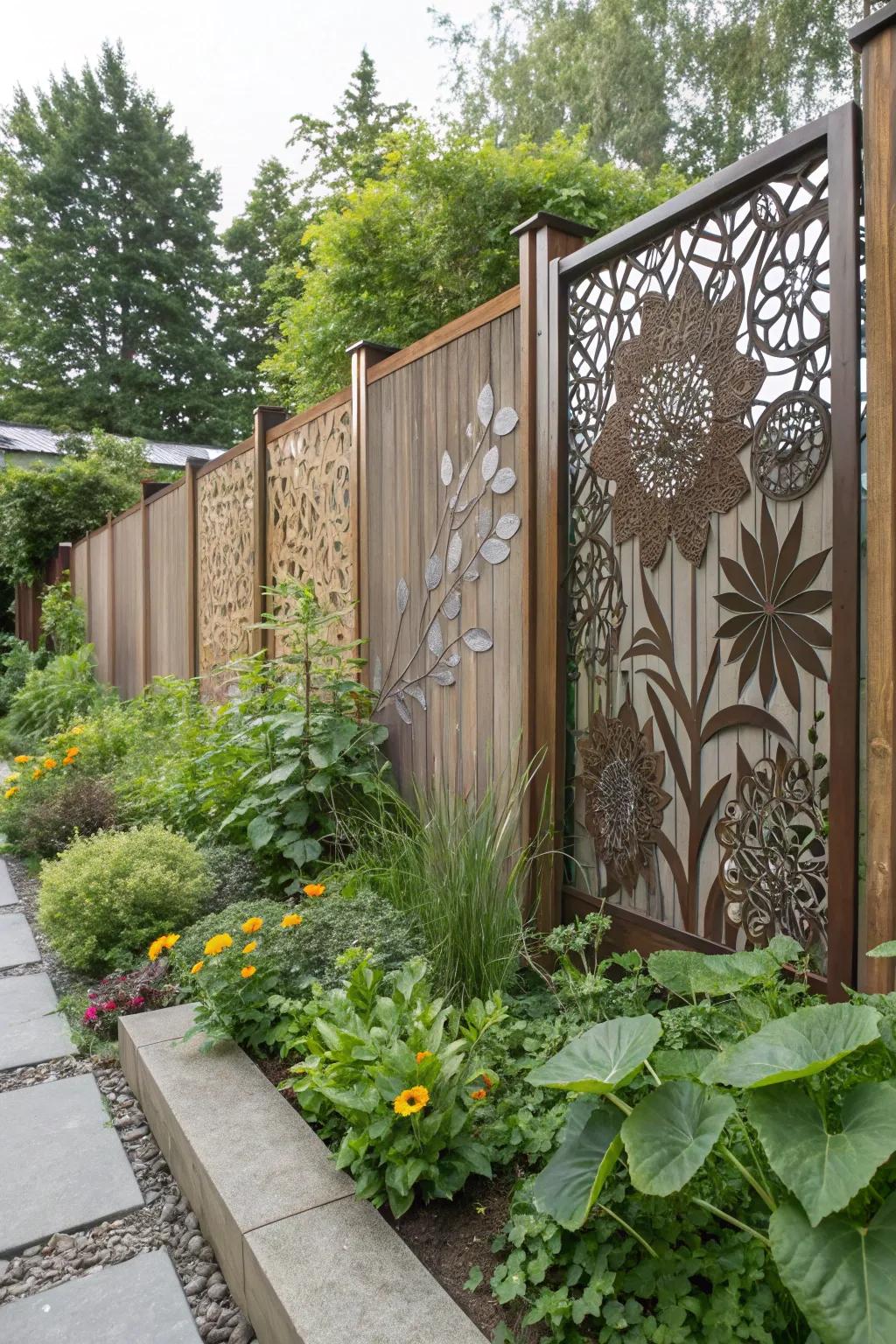Artistic laser-cut panels enhancing garden aesthetics