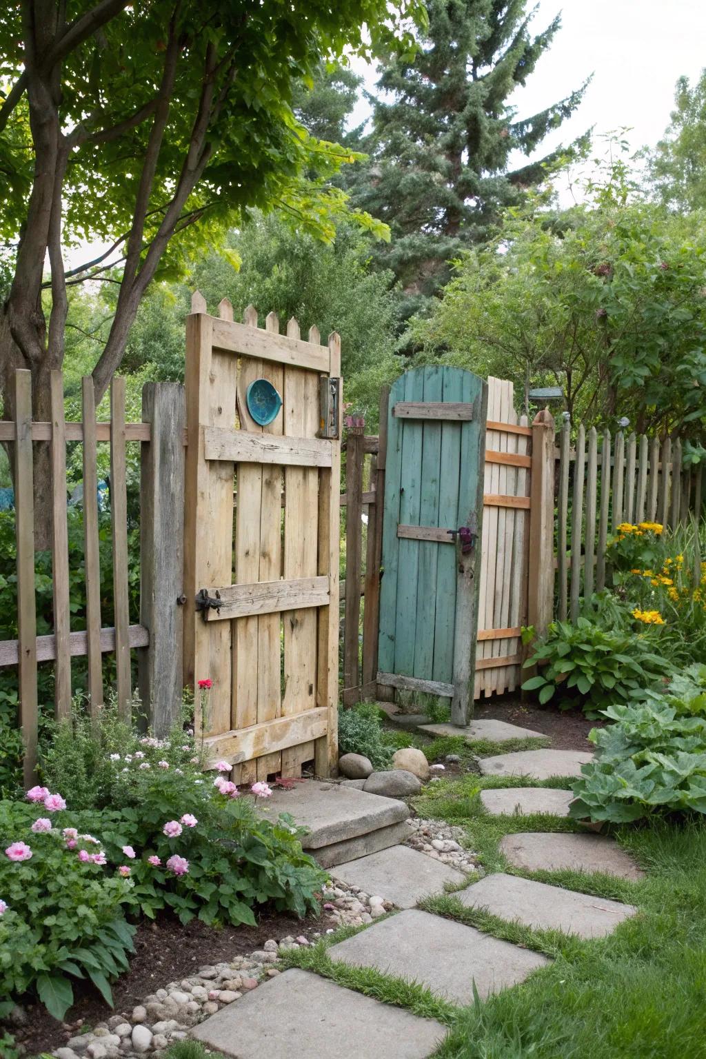 A unique fence crafted from recycled materials
