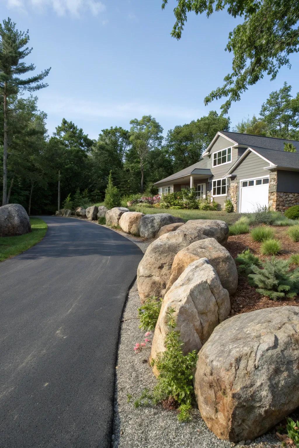 Boulders add texture to driveways.