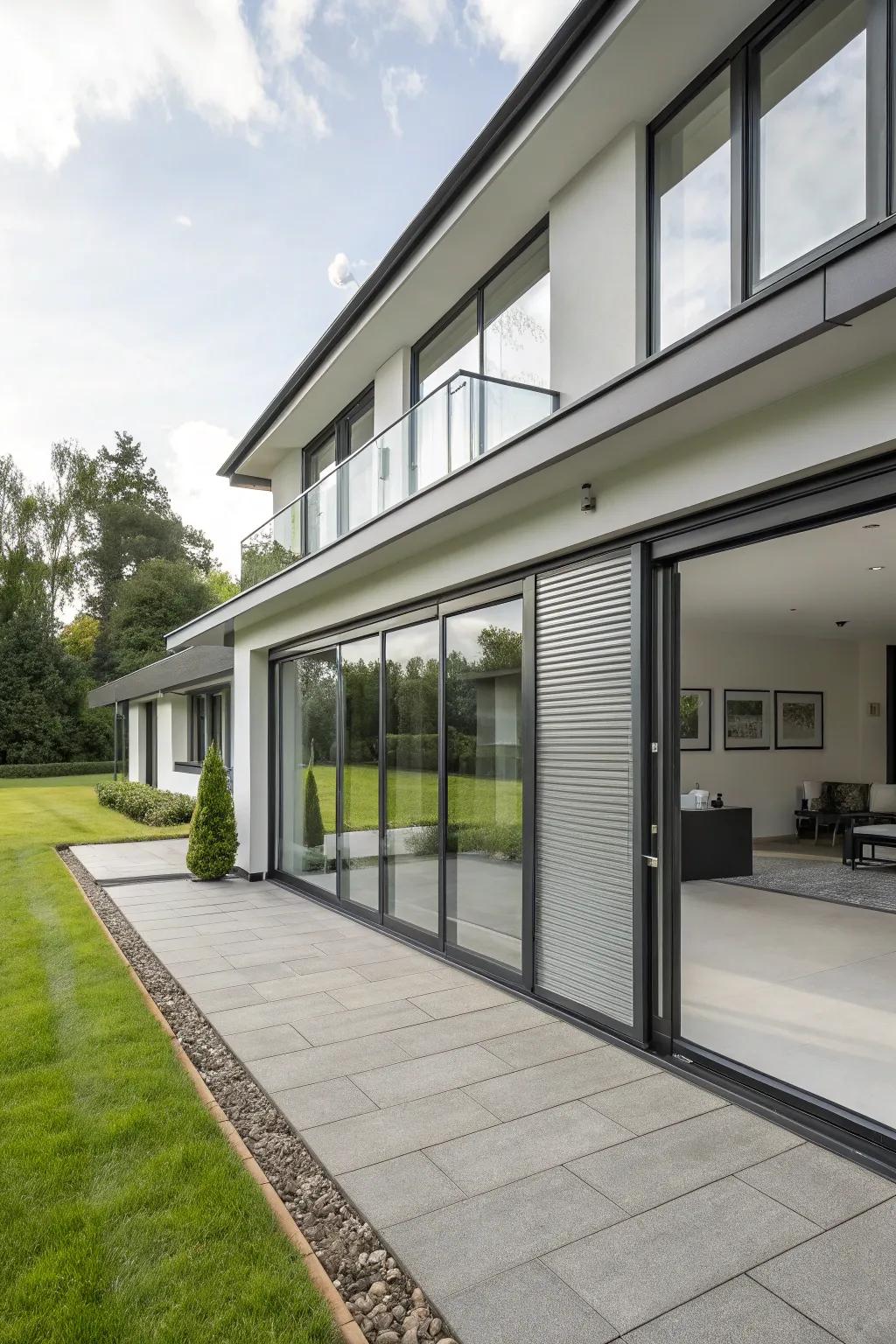 Sliding metal doors offering a stylish and practical solution.