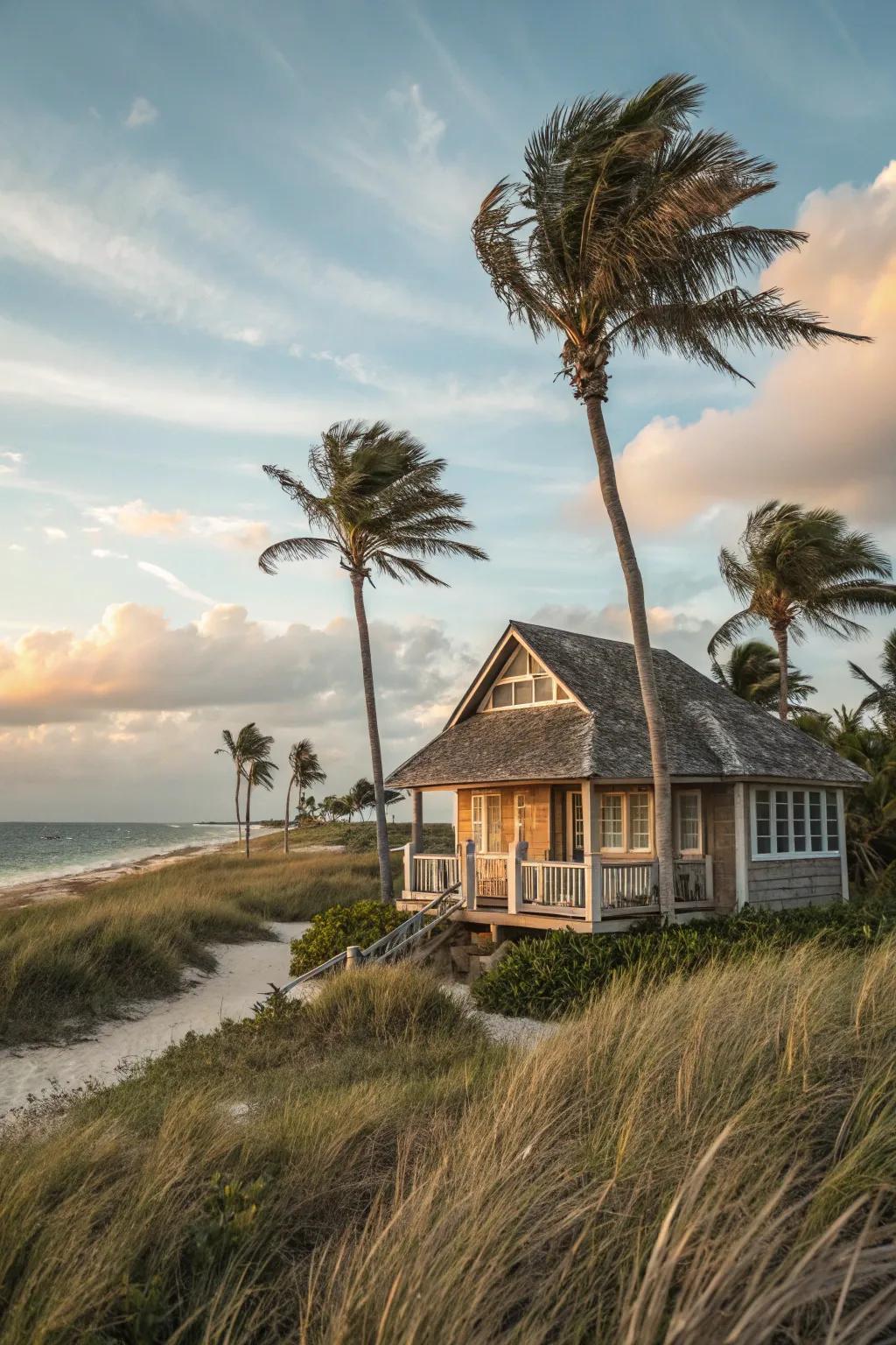 Native plants create a harmonious coastal setting.