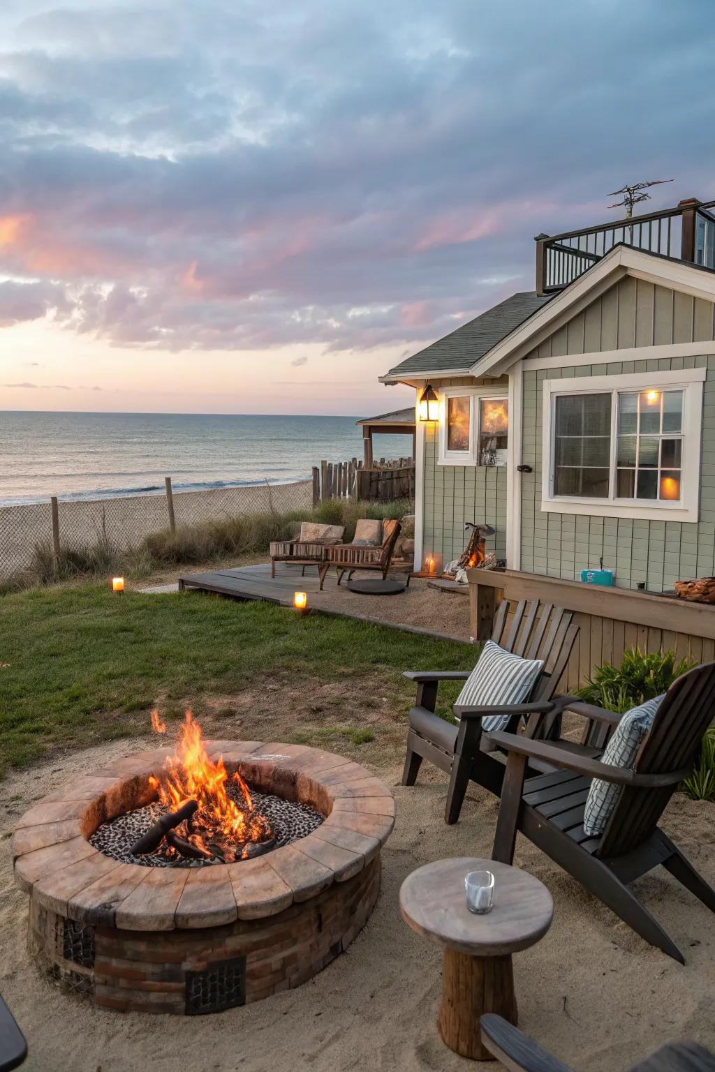 A fire pit is perfect for making beach memories.