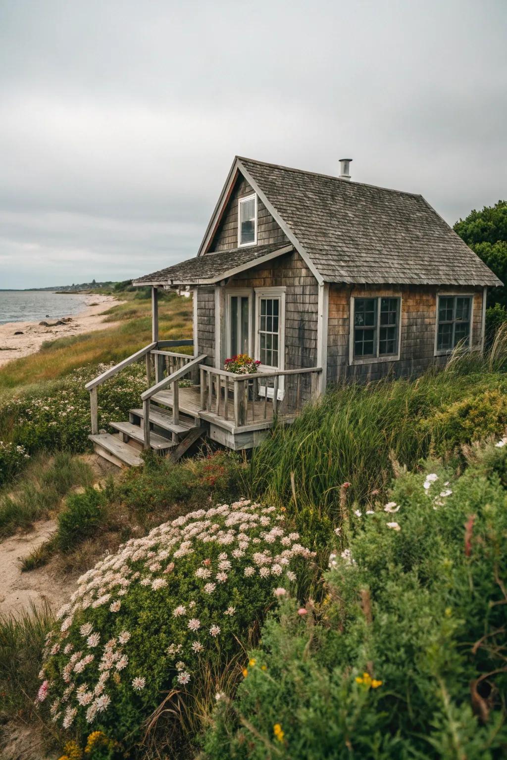 Rustic shingles add a touch of classic charm.