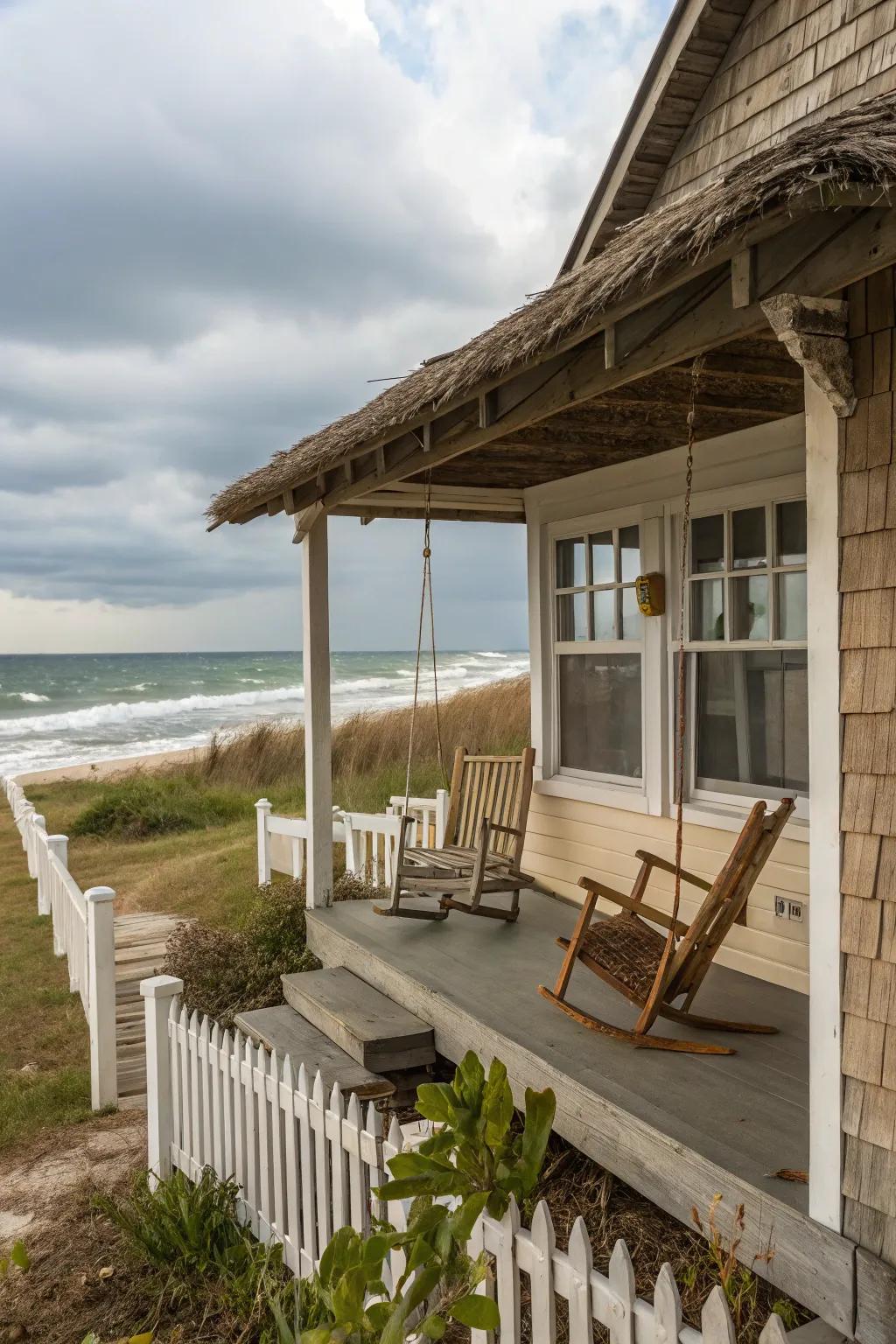 A cozy porch invites relaxation and conversation.