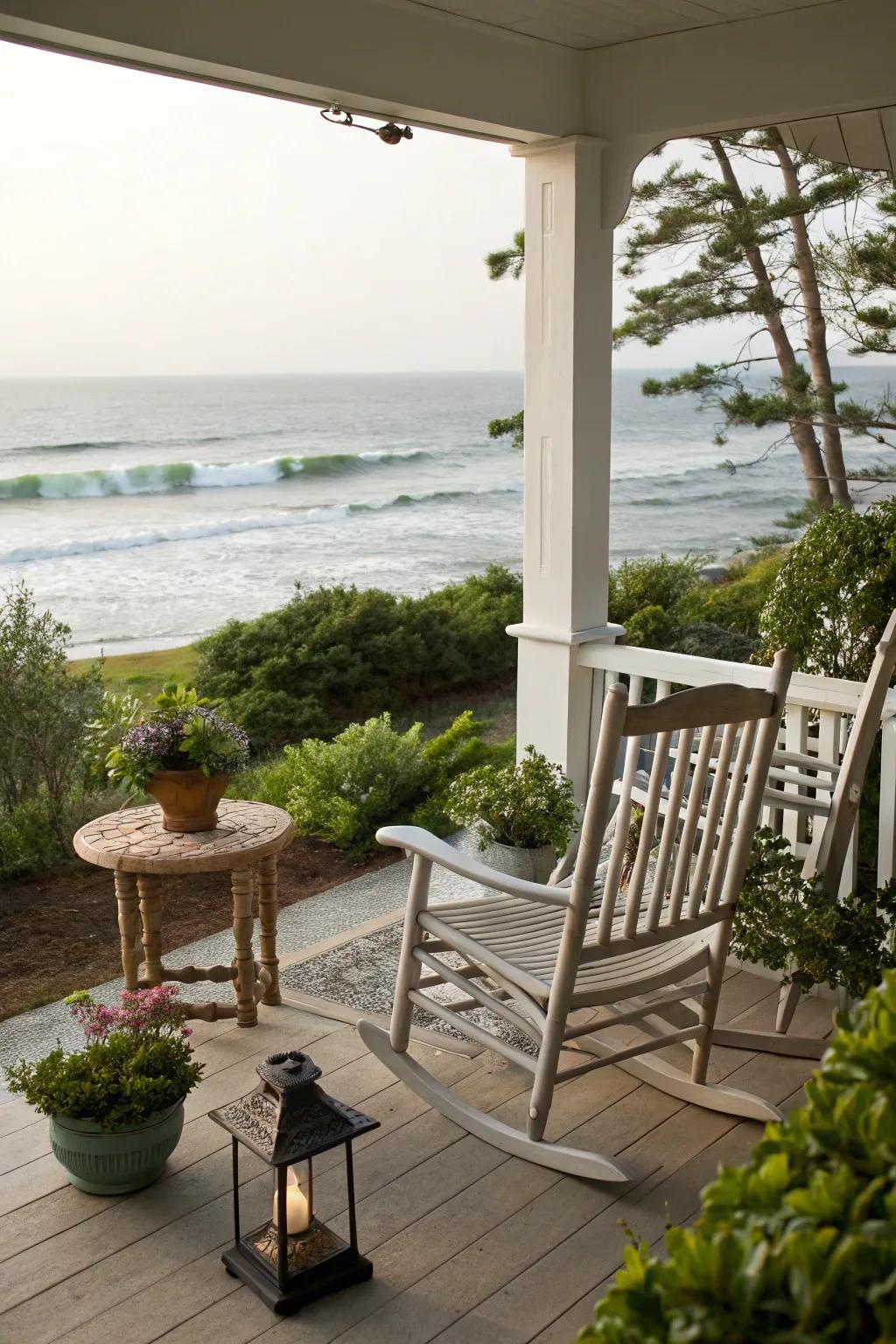 Rocking chairs add a classic and relaxing touch to your porch.