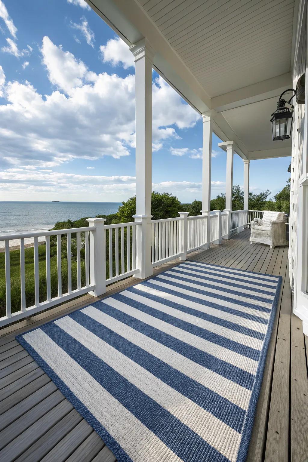 A coastal-themed rug ties the decor together beautifully.