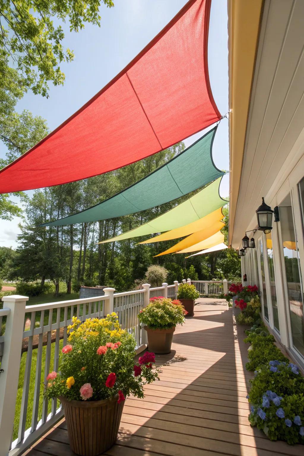 Create a modern and stylish look with vibrant shade sails.