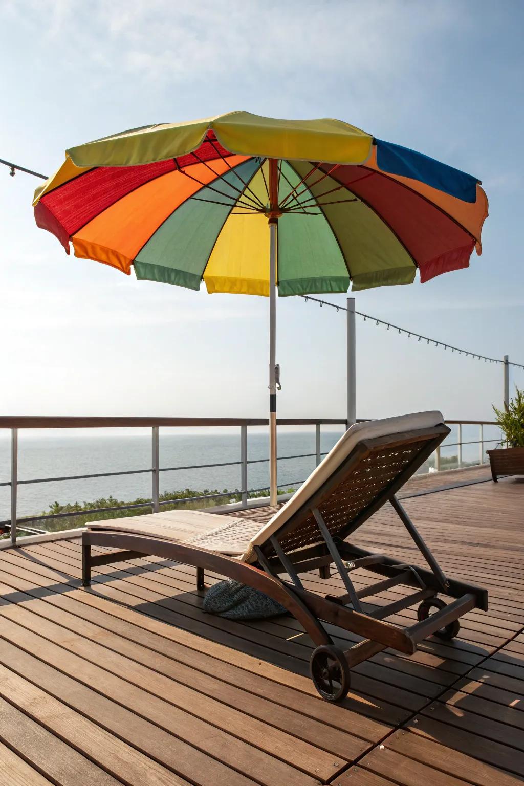 Umbrellas provide a quick and versatile way to shade your deck.