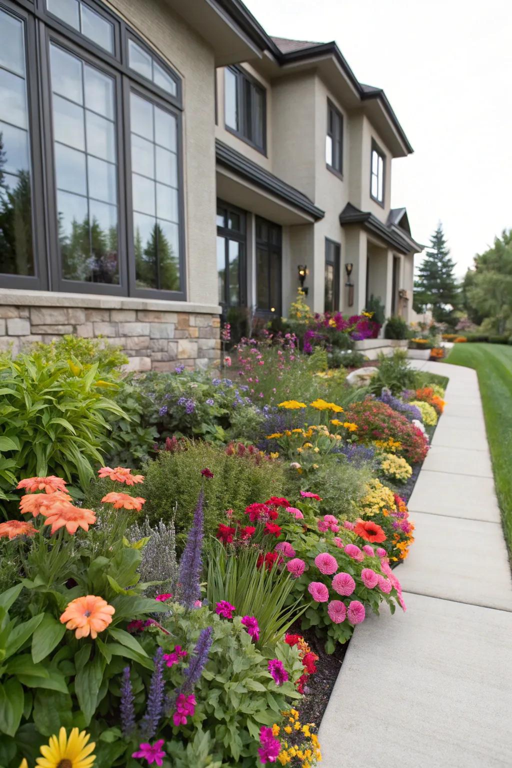 Varied plant heights create visual interest and depth.