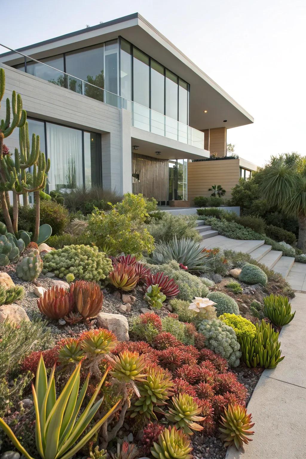Succulents provide a modern and low-maintenance garden option.