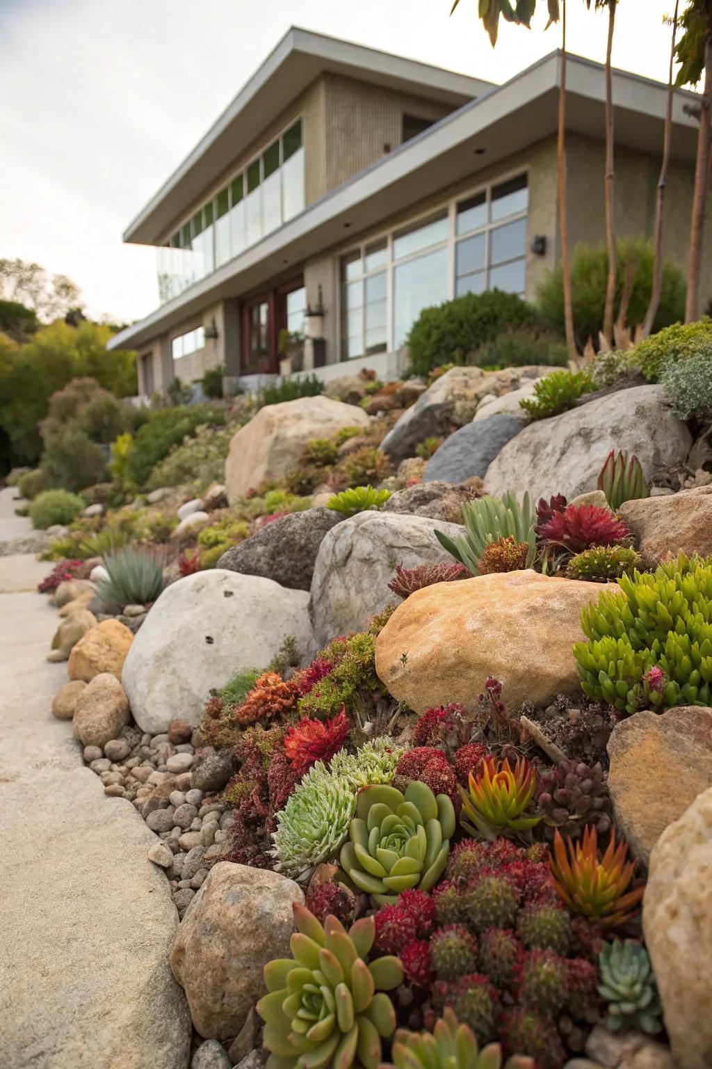 Rock gardens offer a unique and low-maintenance landscape option.