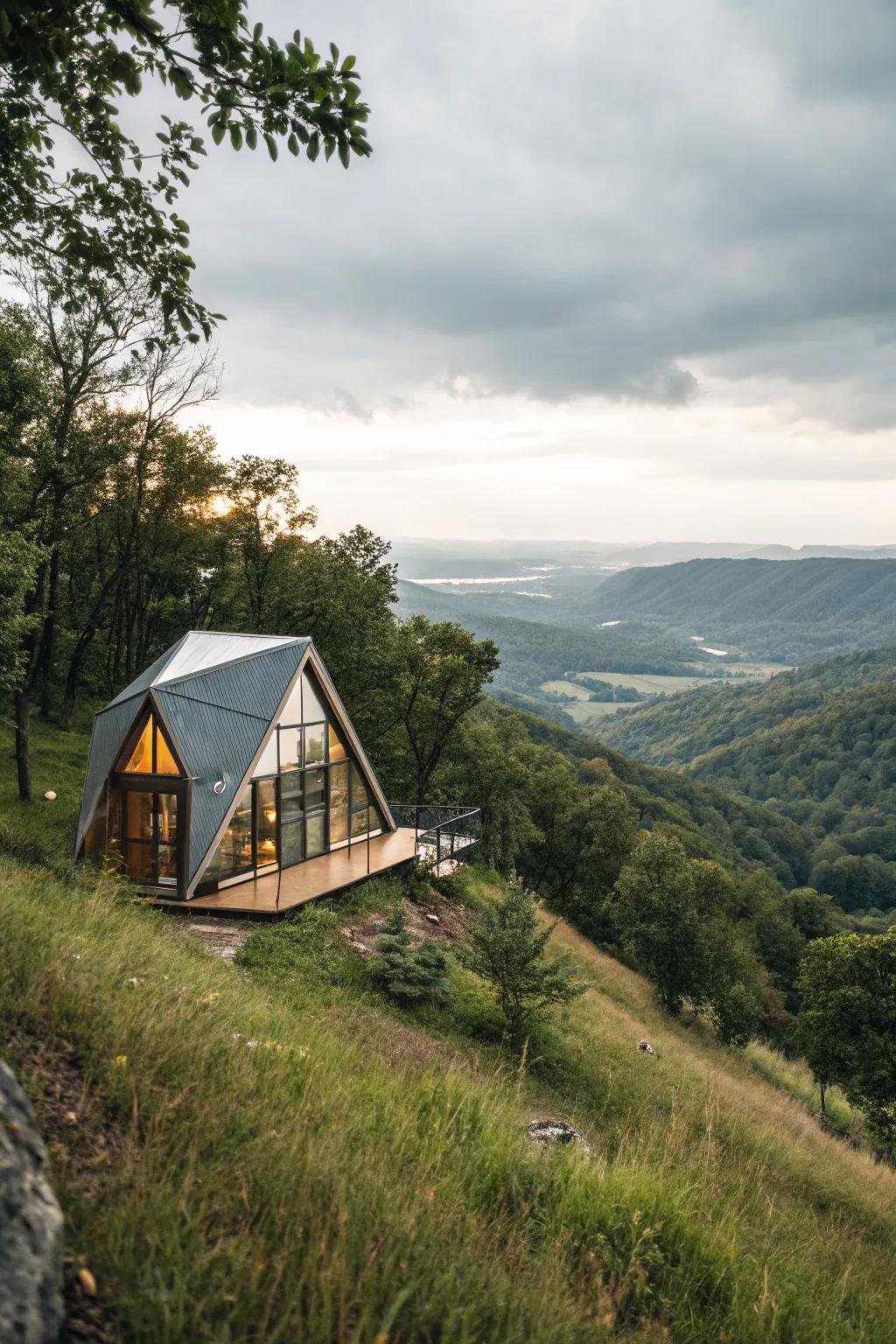 A tiny home with a unique shape, offering a fresh take on traditional design.