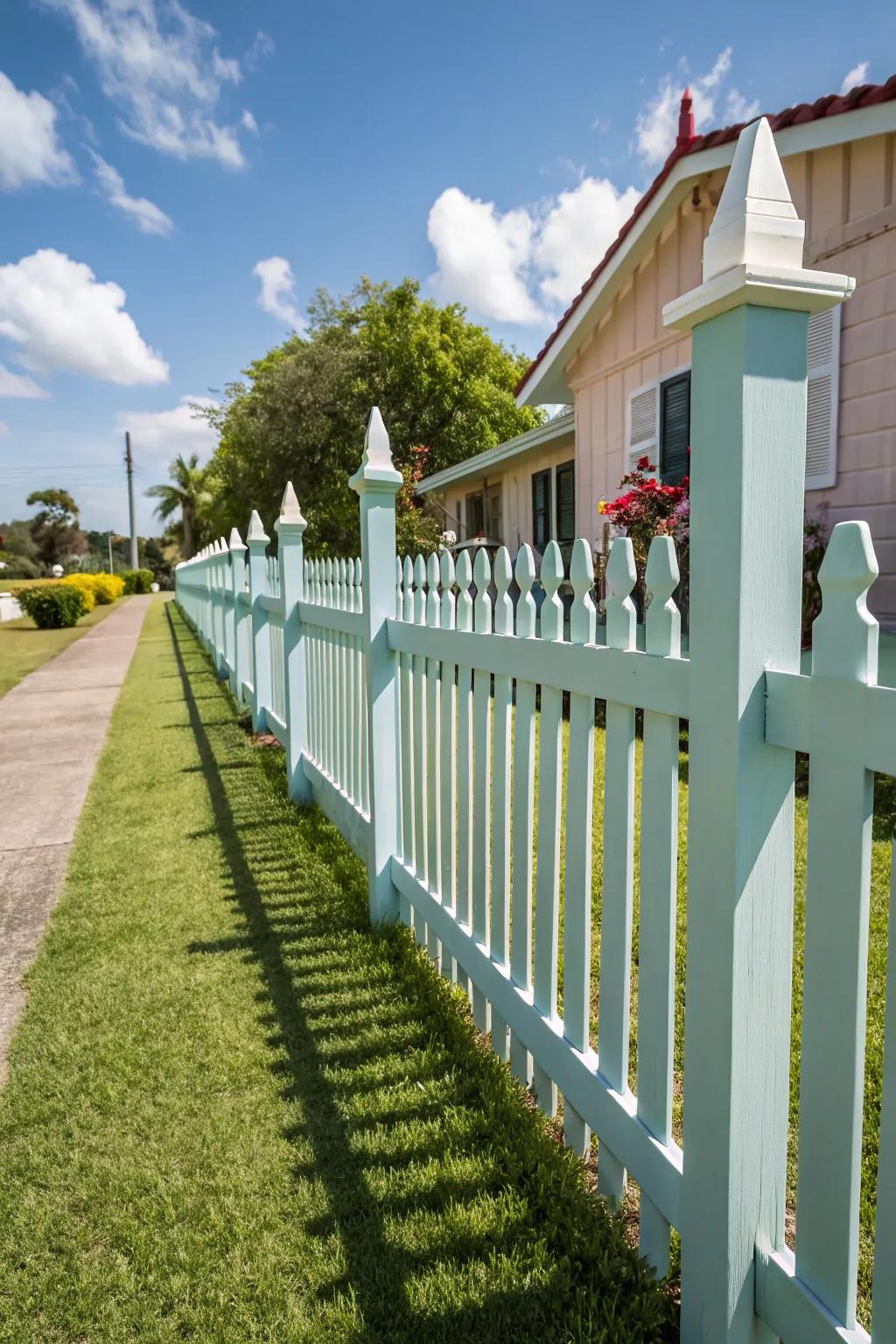 A modern twist on the classic picket fence adds playful sophistication.