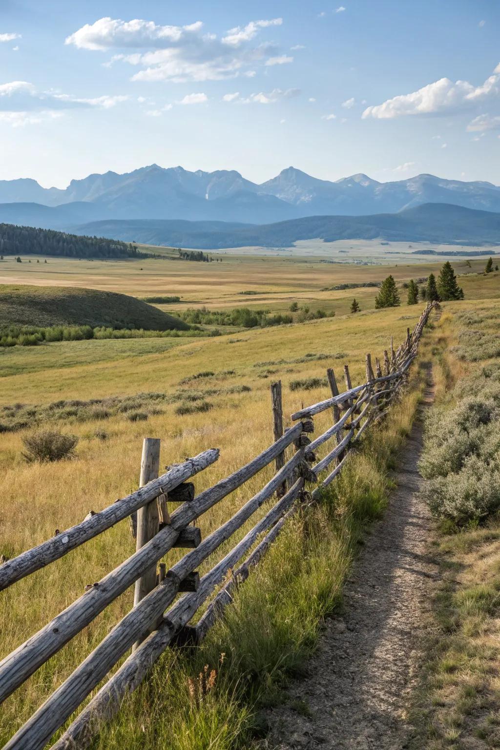 A rustic split rail fence perfect for adding a countryside charm.