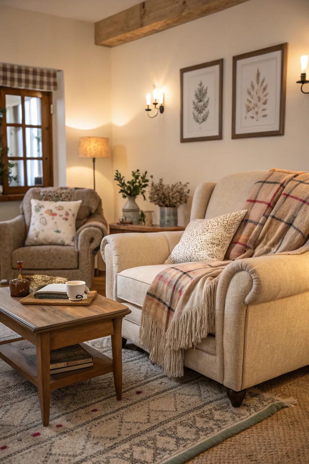 Plush seating creates the perfect spot for relaxation.