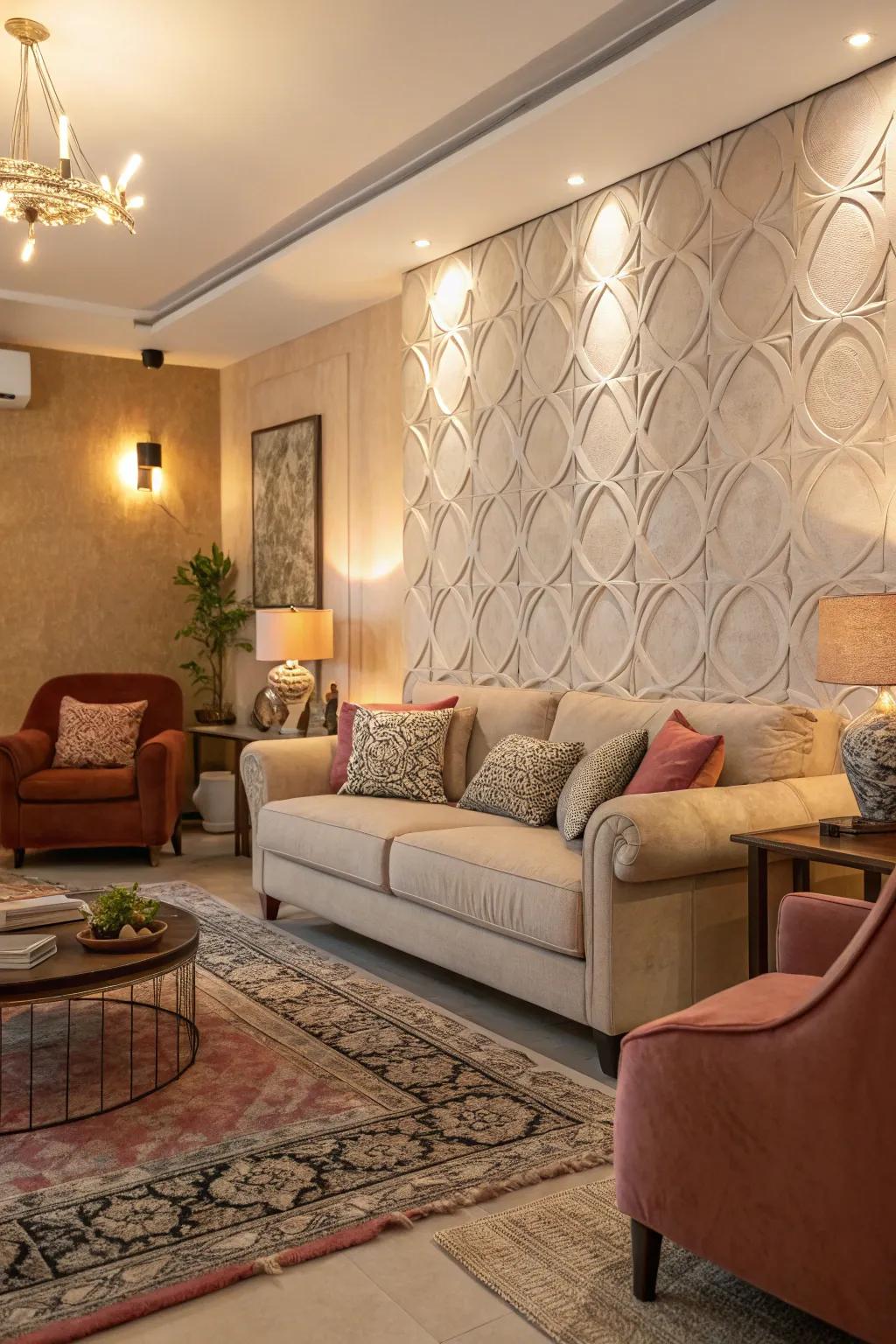 A feature wall adds a focal point without overwhelming the space.