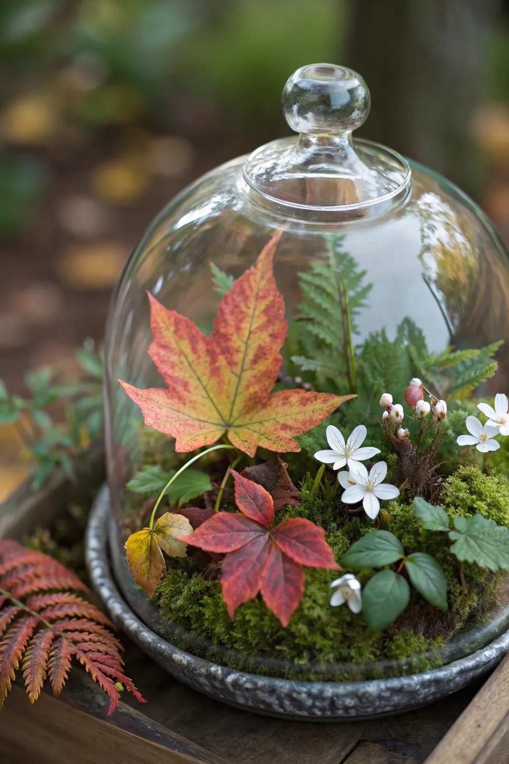 A seasonal terrarium celebrates the beauty of nature's cycles.