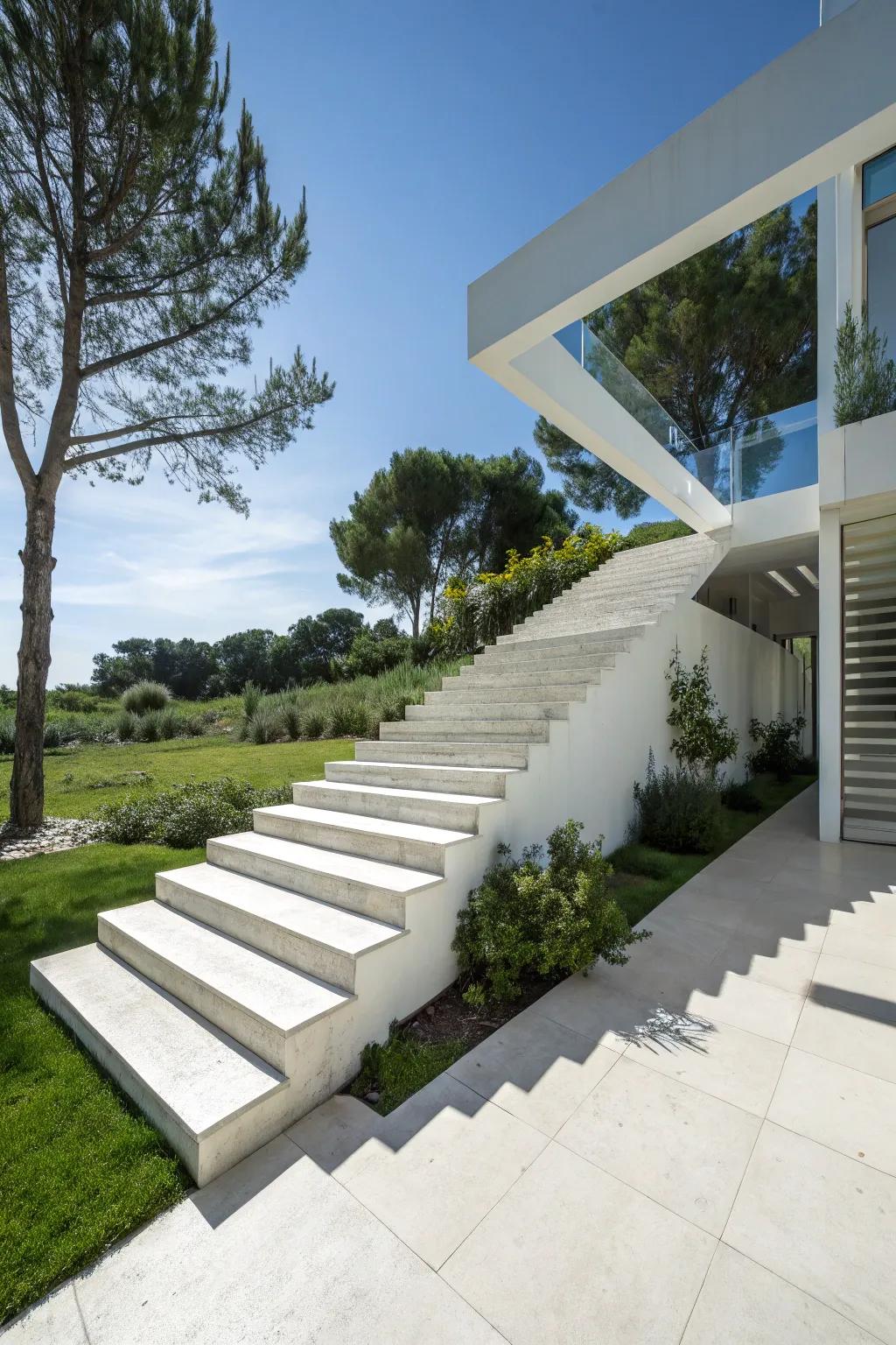 Modern floating stairs for a contemporary look.
