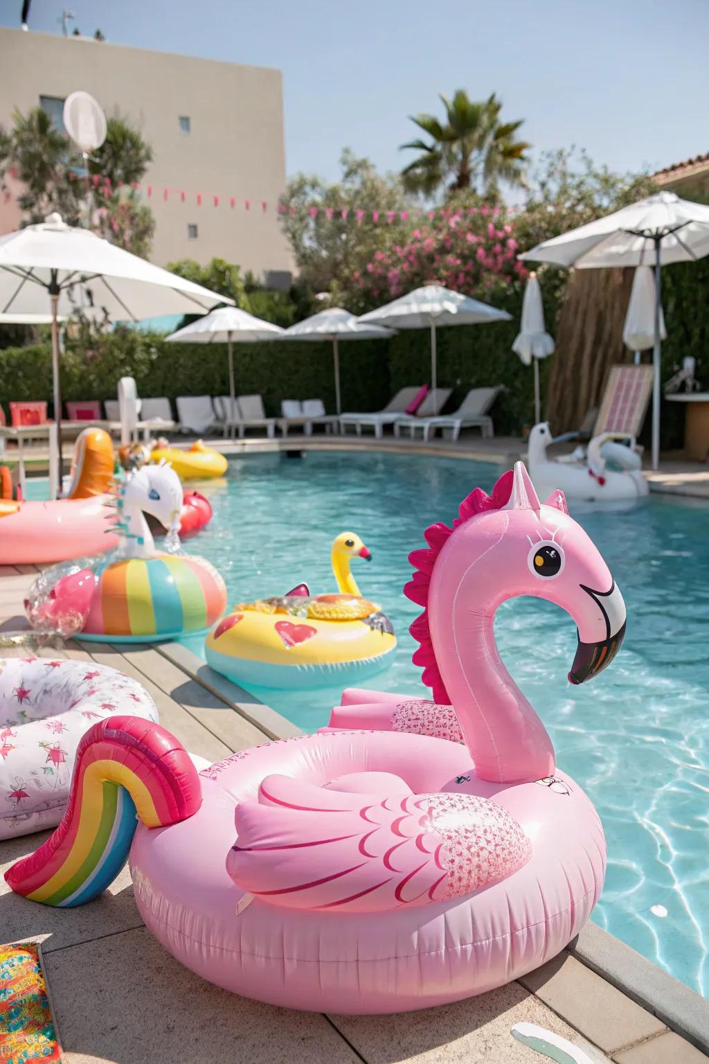 Themed pool floats add a playful element to your party.