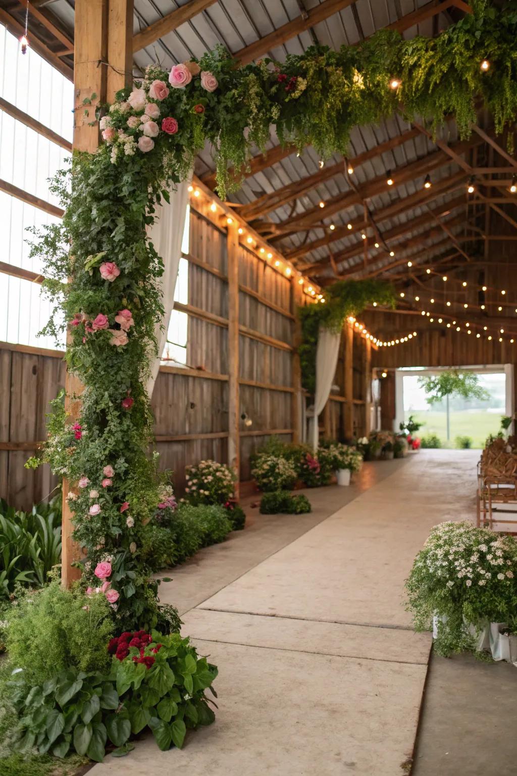 Add a pop of nature with lush greenery and floral arrangements.