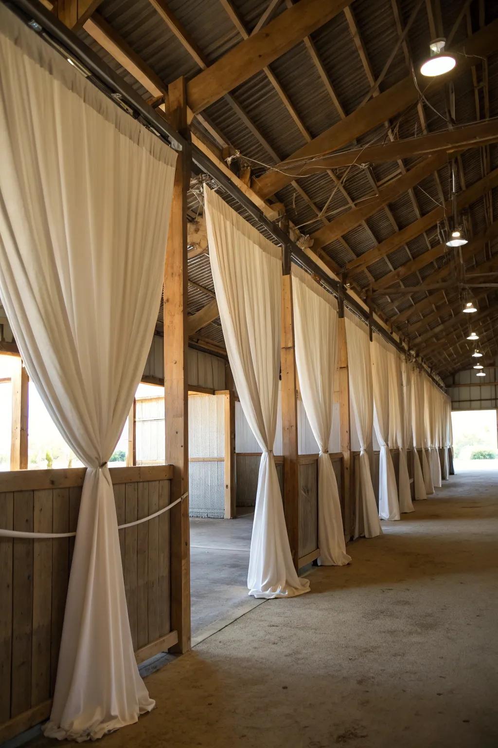 Divide spaces elegantly with decorative drapes.