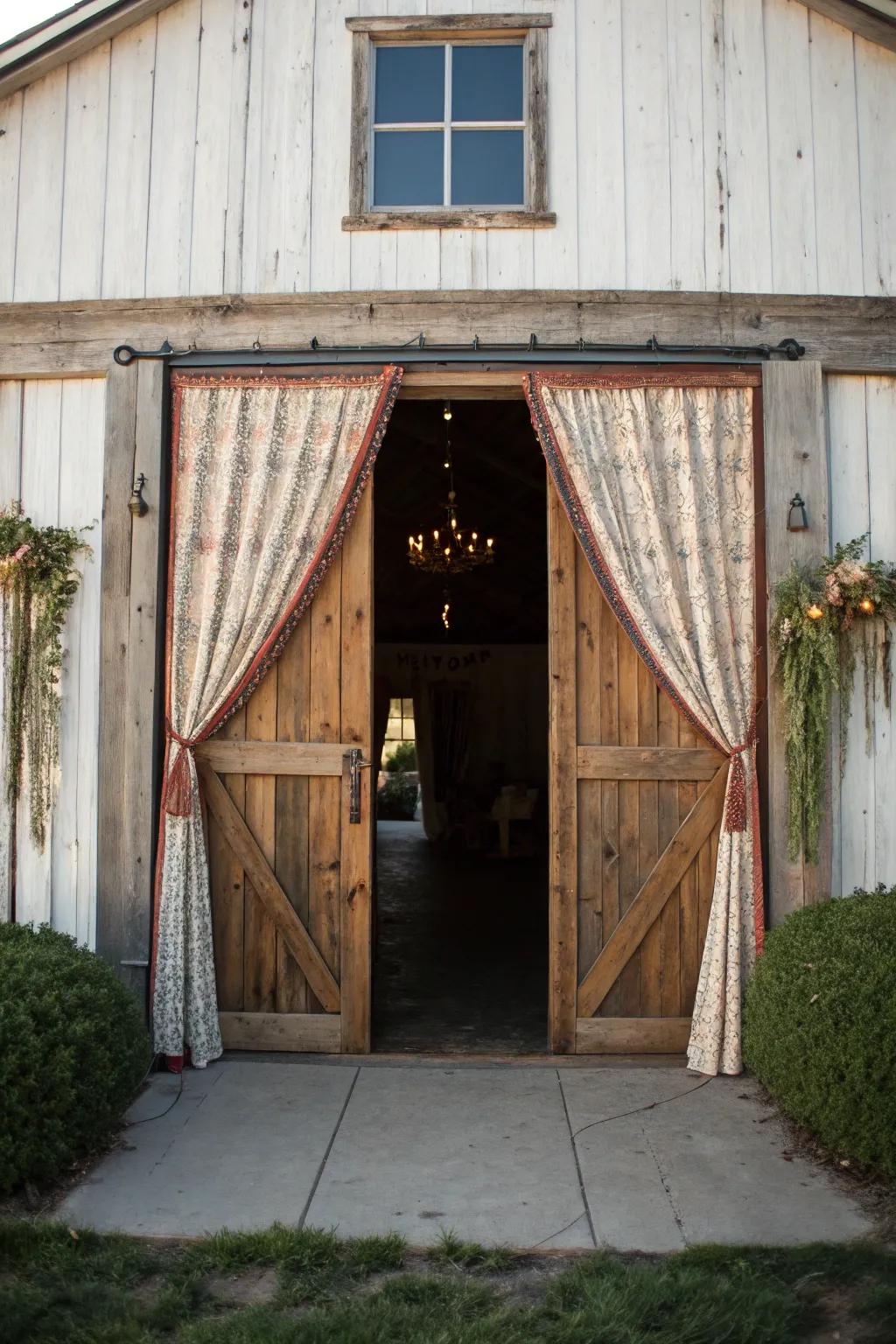 Enhance entrances with decorative curtains for added flair.