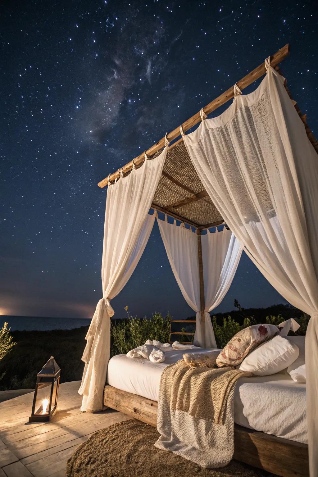 Create a romantic atmosphere with a canopy bedroom.