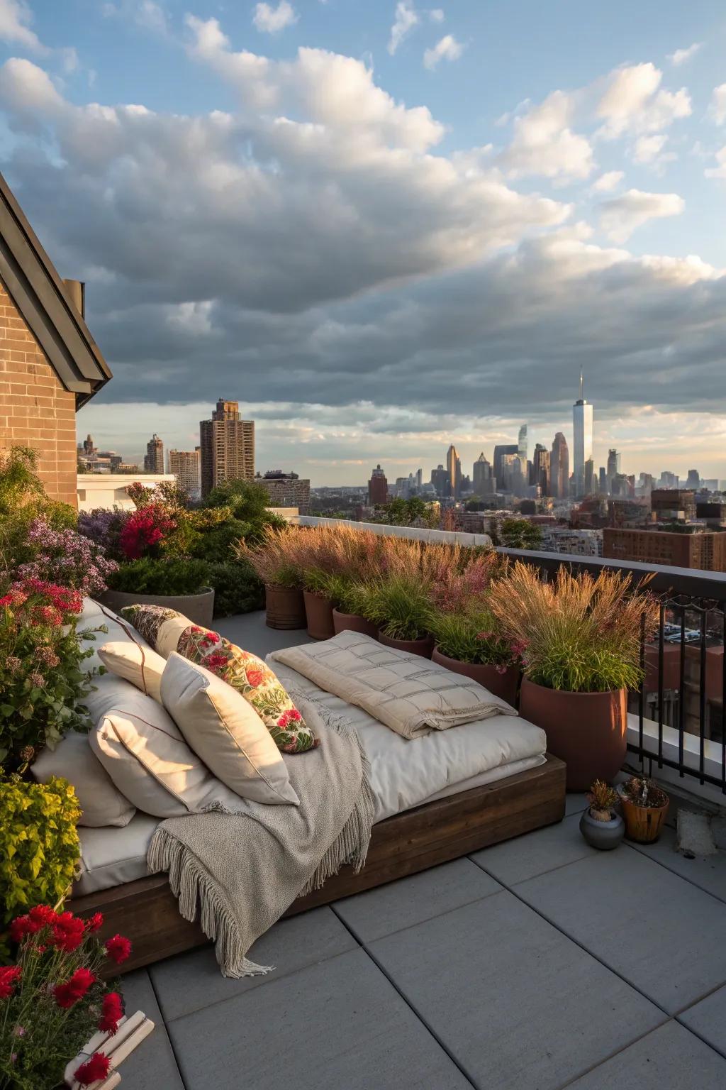 Find tranquility above the city with a rooftop escape.