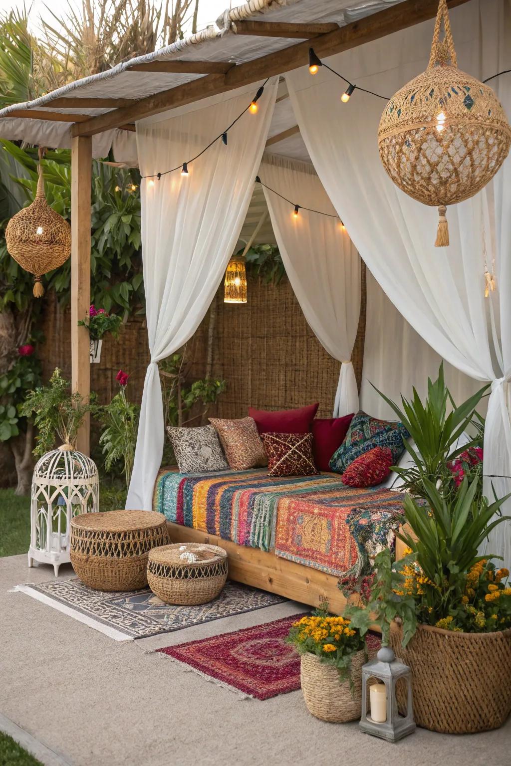 Embrace the boho vibe in a cozy cabana.