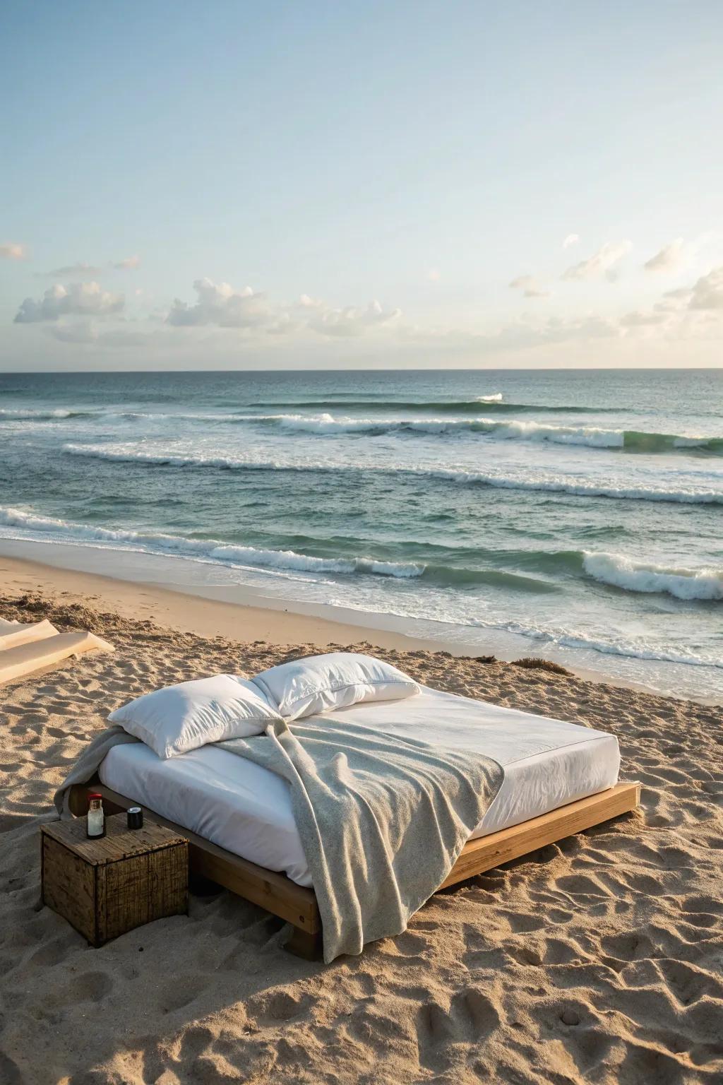 Sleep to the sound of waves in a seaside bedroom.