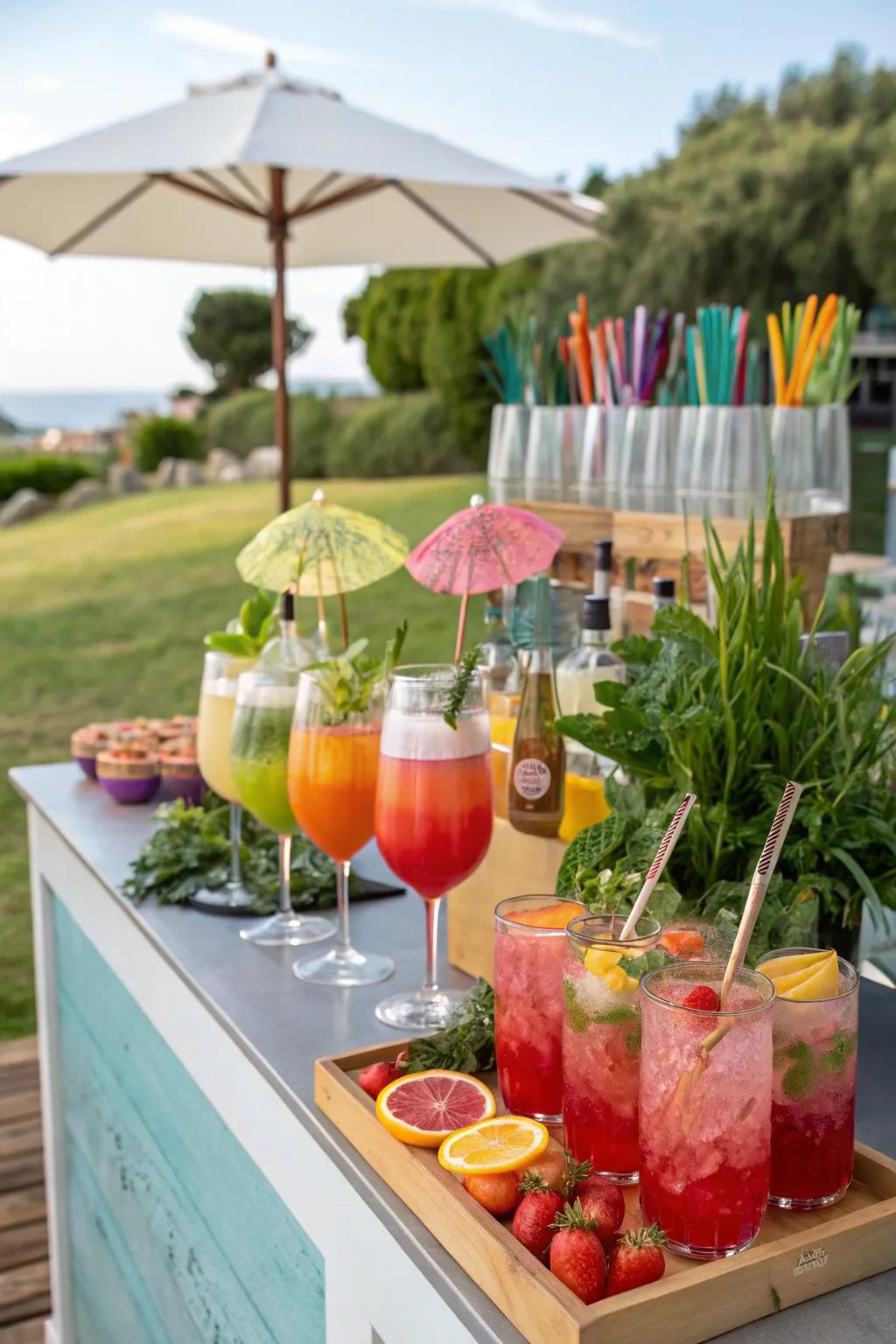 A vibrant cocktail station that invites guests to enjoy a refreshing drink.