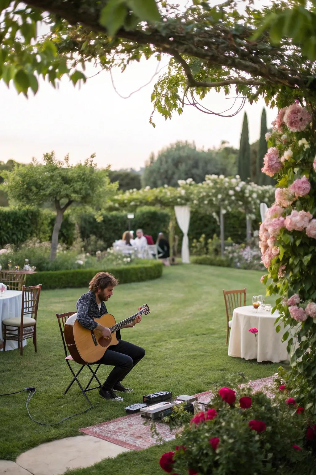 Live music setting the mood at an outdoor gathering.