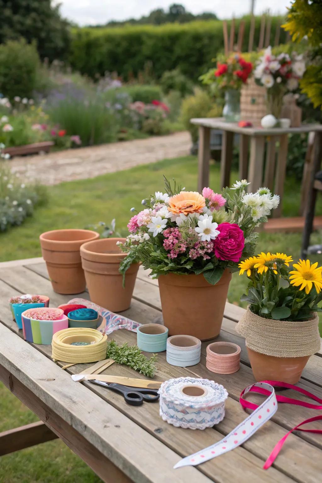 A DIY craft area where guests can create their own flower crowns.