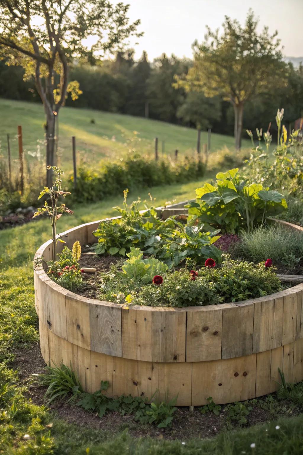 Wooden beds bring rustic charm to any garden.