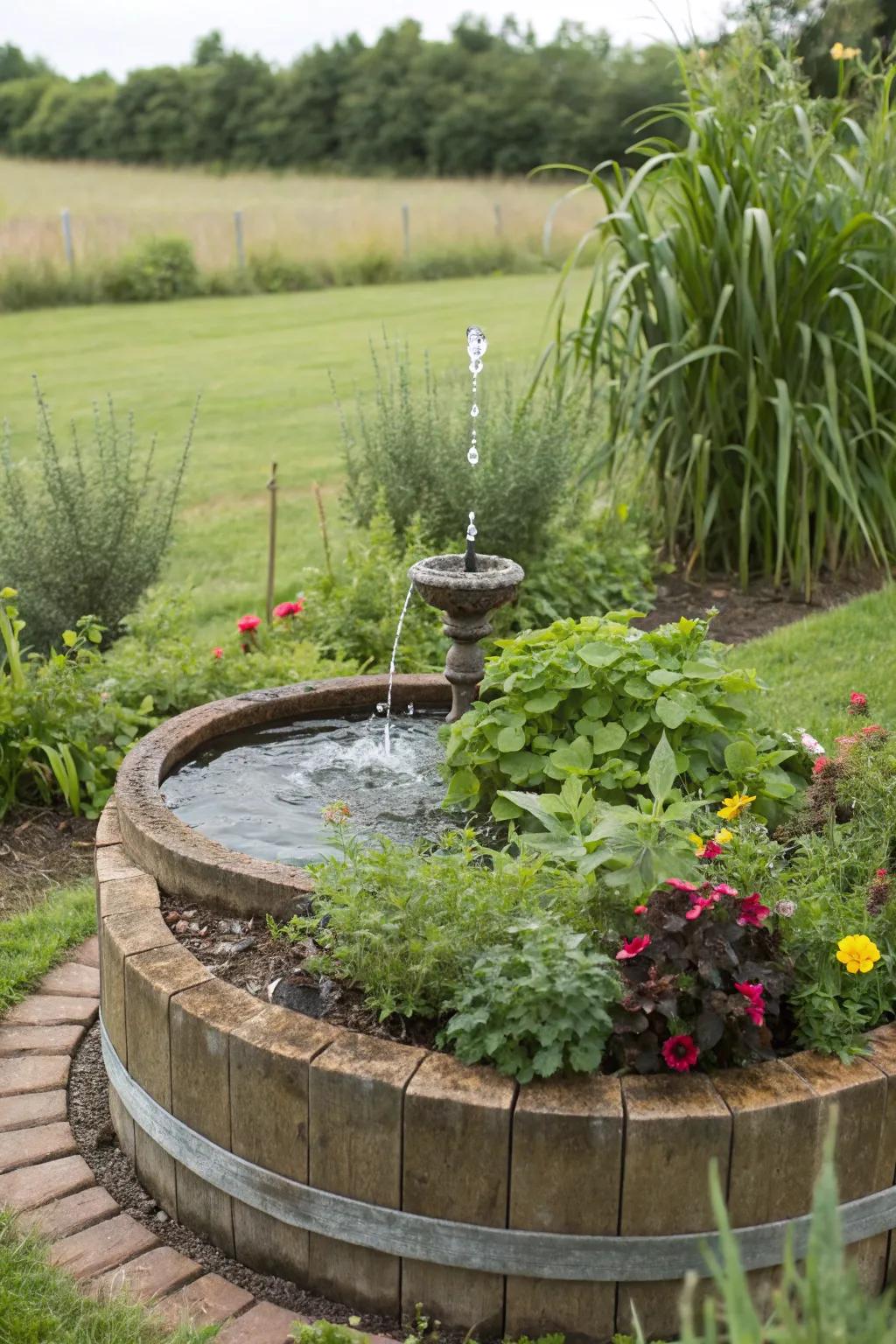 Water features add tranquility to garden spaces.