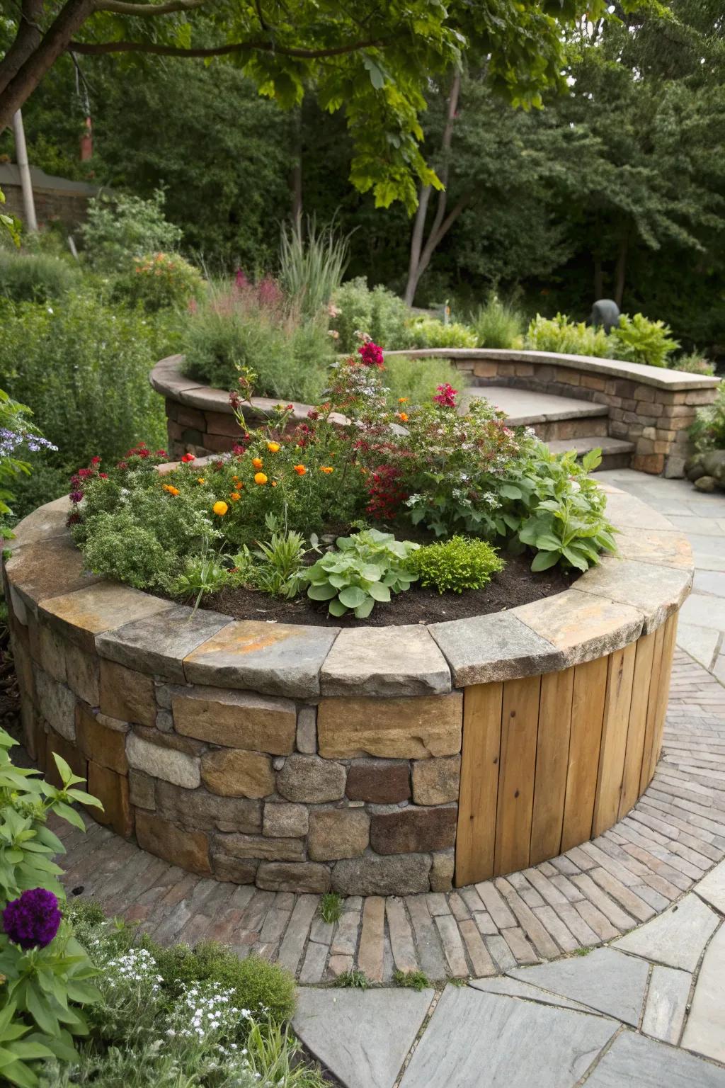 Mixing materials adds texture and interest.