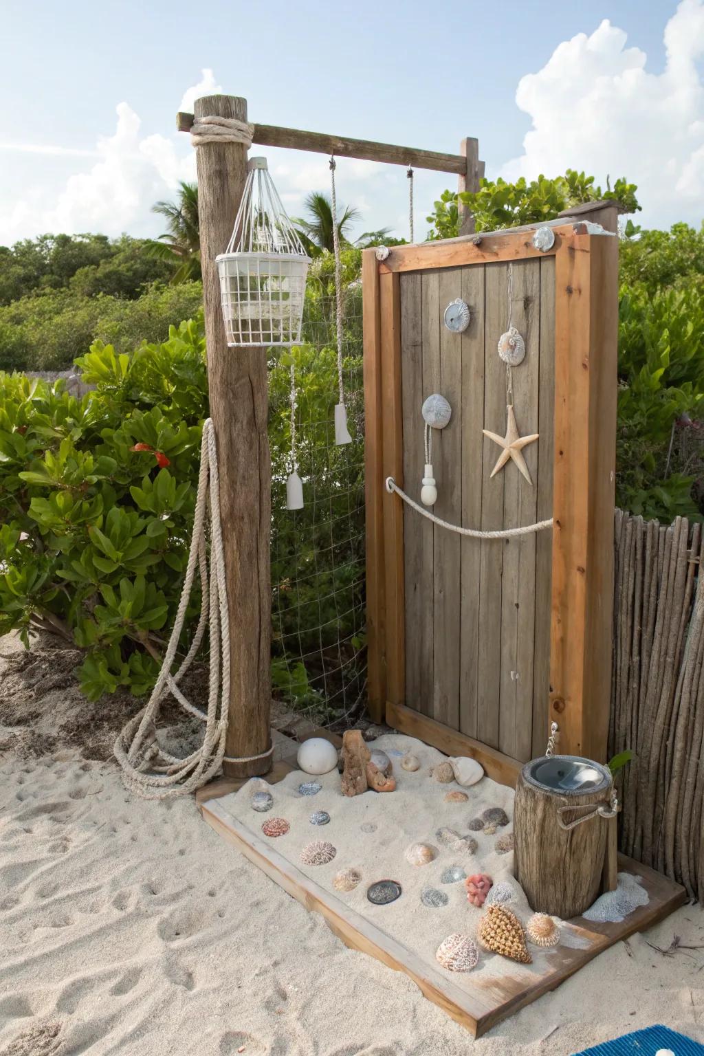 Bring the beach home with sand and nautical accents.